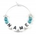 Personalised Name Wine Glass Charm with White Letters and Stars